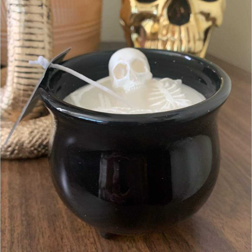 Skeleton in Cauldron Candle